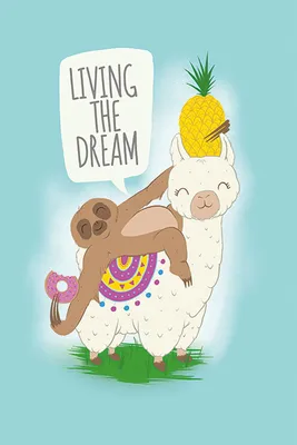 Produktbild von Tiere - Llama and Sloth - Poster Druck Plakat - Größe 61x91,5 cm