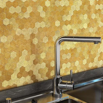 Produktbild von Selbstklebende Mosaikfliesen Metallstruktur, sechseckig, 10 Stück, für die Wand