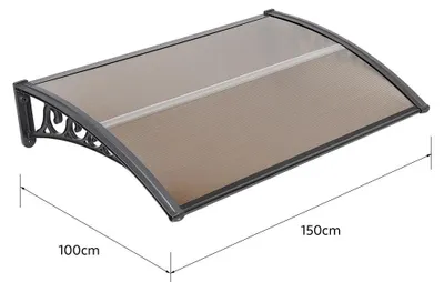 Obrázok produktu pre Strecha nad vchodom – 100 x 200 cm – polykarbonát – hliníkový rám – ochrana proti UV žiareniu a dažďu – na terasu a balkón – biela