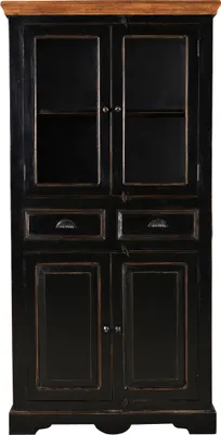 Produktbild von SIT Möbel Vitrine aus Mangoholz | 4 Türen, 2 Schubladen | schwarz mit honigfarbiger Deckplatte | B 90 x T 40 x H 180 cm | 05804-11 | Serie CORSICA