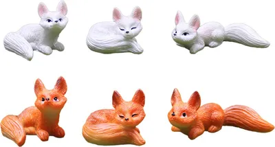 Produktbild von 1/3/6Pcs Mini Fuchs Figuren Harz Miniatur Füchse Landschaft Fuchs Figurine Party Favors Garten Wohnkultur