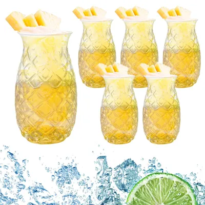 Cocktailgläser-Set 6er, 480 ml, Ananasrelief, Borosilikatglas