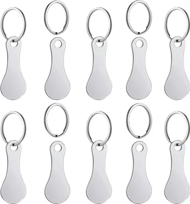 Produktbild von 10 Stück Einkaufswagenlöser aus Edelstahl (Silber), praktischer Einkaufschip-Schlüsselanhänger, innovatives Gadget, für Supermarkt Einkauf