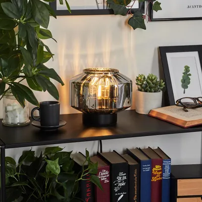 Produktbild von Collegno »Collegno« moderne Nachttischlampe in Schwarz/Rauchfarben