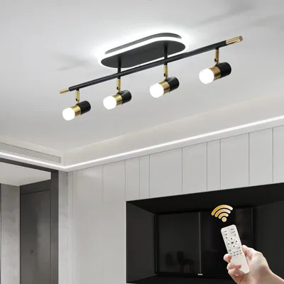 LED-Deckenleuchte 90 cm, dimmbar, 4 Spots, schwarz