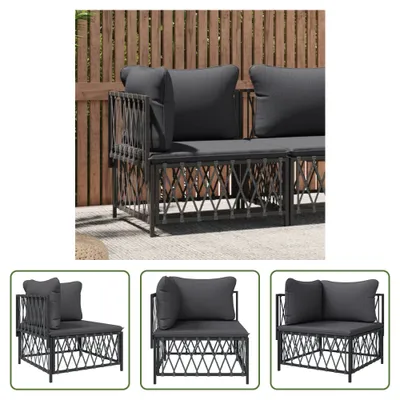 Image de The Living Store Canapé d'angle de jardin avec coussin Anthracite Tissu