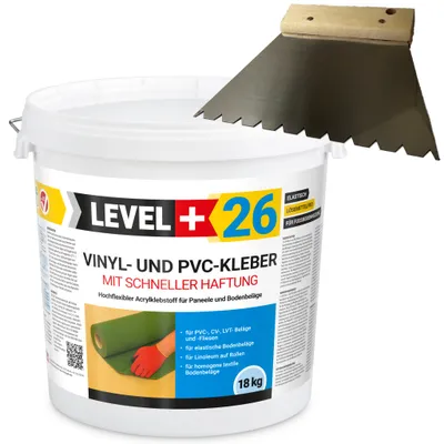 Produktbild von Vinylkleber PVC LVT CV Paneele Schnelle Haftung 18kg+B11 Dreieckzahnung L+26