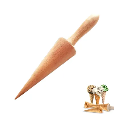 Produktbild von Eistütenformen, Waffeltütenformen, kegelförmige Eistüten, Waffeltütenroller, aus Holz, mit Griffen