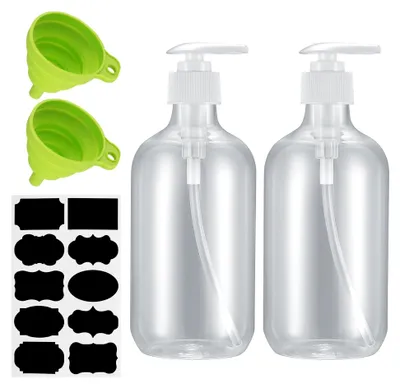 Produktbild von 2 Stück nachfüllbare Shampoo-Flaschen, Pumpspender für Duschgel und Lotionen, 500 ml