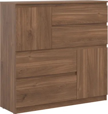 Produktbild von Kommode 75x105x35 cm REMI RM06 mit 2 Türen 4 Schubladen Wohnzimmerschrank Castello Eiche