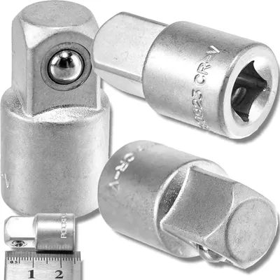 Produktbild von ROCKFORCE Adapter 1/4" (F) x 3/8" (M) CR-V-Stahl KUGELARRETIERUNG