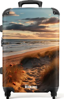 Produktbild von NoBoringSuitcases.com® Großer Koffer - Strand mit Strandhafer - Kombinationsschloss TSA - Hartschalen Trolley 4 Rollen - 72 liter - Reisekoffer - 66 cmKoffer Mittelgroß 67x43x25 cm, 72L,