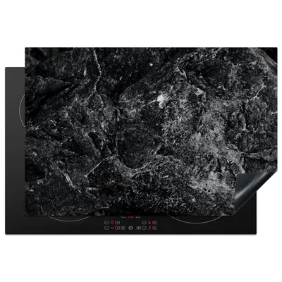 Produktbild von KitchenYeah© Herdabdeckplatte Schwarz - Weiß - Stein - Granit , 77x51cm, Küche Deko, Glaskeramikkochfeld Herdabdeckung, Abdeckplatte fùr Kochfeld