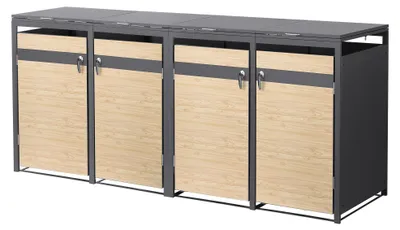 Produktbild von ML-Design Mülltonnenbox 4er für 4 Tonnen 240L 264x80x120 cm Anthrazit-Lärchenoptik, Stahl, wetterfest/abschließbar