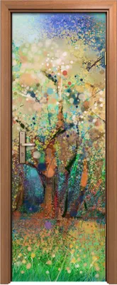 Produktbild von Türposter 70x200 cm Türaufkleber Türtapete Türfolie Klebefolie Baum abstrakte farbenfrohe Landschafts