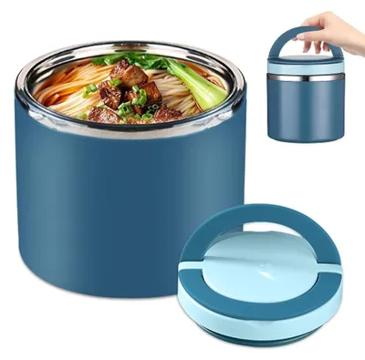 Produktbild von Omgoods – Thermobehälter für Lebensmittel – Edelstahl-Thermo-Lunchbox mit Griff, hält Speisen warm, 1000 ml