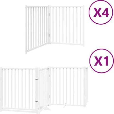 Obrázok produktu pre vidaXL 12-dielna brána pre psov s dvierkami Skladacia biela 960 cm Topolové drevo