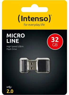 Zdjęcie produktu dla Intenso Micro Line, 32 GB, USB Typu-A, 2.0, 16,5 MB/s, Pokrywka, Czarny