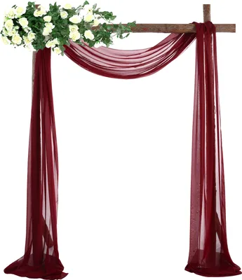 Produktbild von Chiffon-Vorhang Hochzeitsbogen Drapieren Stoff, Umweltfreundliche Zarte Textur Schön Hochzeitsdekorationen Im Freien （1 Panels，Weinrot）