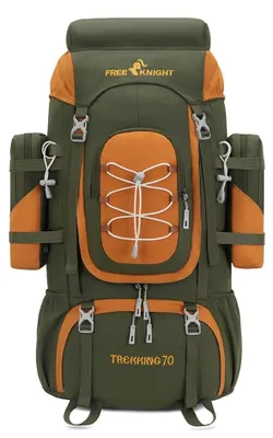 Immagine prodotto di Zaino da trekking - 70 litri - Impermeabile con copertura antipioggia - Verde militare