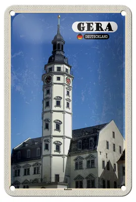 Produktbild von Blechschild Städte Gera Rathaus Altstadt Architektur 12x18cm Schild