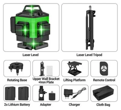 Obrázok produktu pre Laserová vodováha, samonivelačná, zelený lúč, s držiakom
