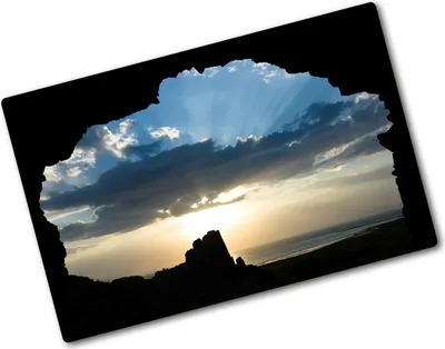 Produktbild von Tulup Glas Herdabdeckplatte - 80x52 cm - Glaskeramikkochfeld-Abdeckung Spritzschutz Glasabdeckplatte - Einteilig - Landschaften - Sonnenuntergang - Blau