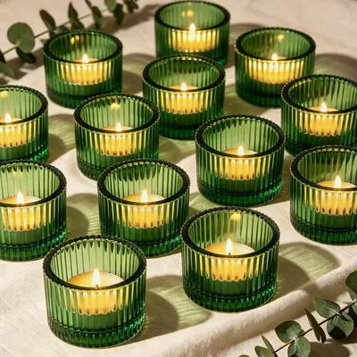Immagine prodotto di Set di 12 portacandele in vetro per decorazioni festive
