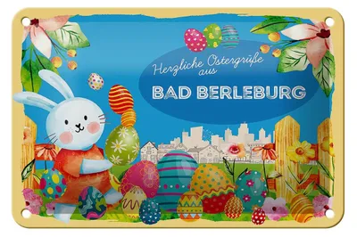Produktbild von Blechschild Ostern Ostergrüße 18x12cm BAD BERLEBURG Geschenk