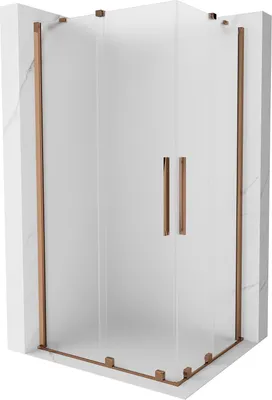 Image de Mexen Velar Duo cabine de douche coulissante 90 x 80 cm, givre, or rose - 871-090-080-32-60