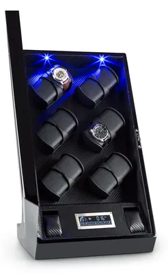 Obrázek produktu pro Klarstein Klarstein Klingenthal, pohyblivý stojan na hodinky, černý, pohyb vpravo/vlevo, 14 hodinek, LED
