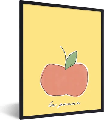 Produktbild von MuchoWow® Gerahmtes Poster Apfel - Obst - Text 60x80 cm - Poster mit Schwarzem Bilderrahmen Wandposter Rahmen Foto Bilder - Premium - Wanddeko Wohnzimmer