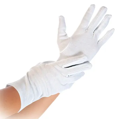 Zdjęcie produktu dla Hygostar 2716 Baumwollhandschuhe Blanc weiß Gr. 7/S mit Schichtel