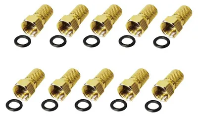 Produktbild von 10x F-Stecker 7,5 mm mit Gummidichtring für Koaxialkabel Antennenkabel Koax Kabel