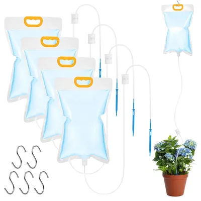 Produktbild von Automatisches Bewässerungssystem, 5 Stück, 3,5 l Tropfbewässerungsset, verstellbares Bewässerungssystem, Bewässerungssack für Pflanzen und Gartenpflanzen