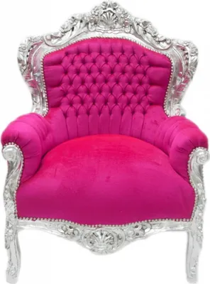 Produktbild von Casa Padrino Barock Sessel King Pink / Silber Möbel Antik Stil