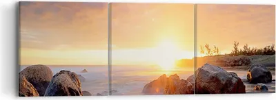 Produktbild von Bild auf Leinwand - Leinwandbild - Meer Strand Felsen - 90x30cm - Wand Bild - Wanddeko - Wandbilder - Leinwanddruck - Bilder - Kunstdruck - Wanddekoration - Leinwand bilder - Wandkunst - CA90x30-3649