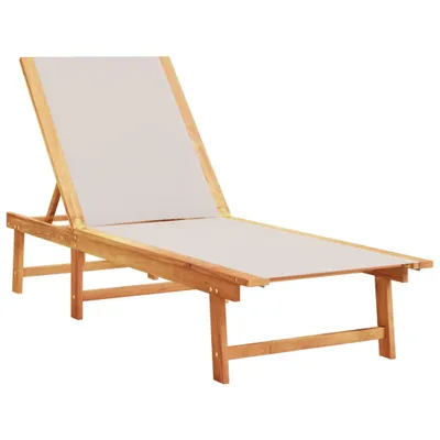 Image de vidaXL Chaise longue Gris Bois massif Acacia et Textilène