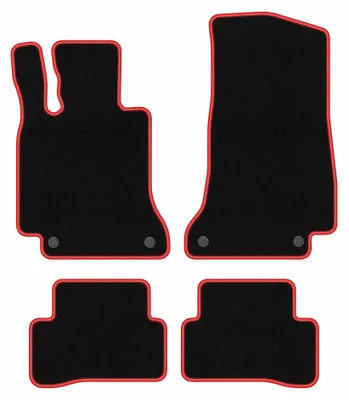 Immagine prodotto di Tappetini in moquette per Mercedes C W205 con poggiapiede 2015- (station wagon/berlina) – set 4 pezzi, nero/rosso, su misura – Wielganizator CARLUX