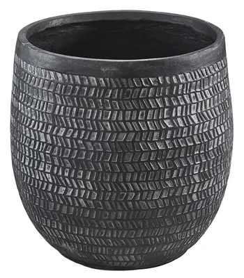 Produktbild von Kobolo Pflanztopf Übertopf Blumentopf 45 Dm. x 46H cm aus Fiberglas rund - schwarz | Blumenkorb
