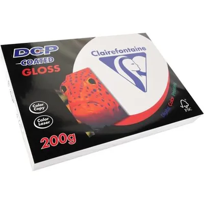 Zdjęcie produktu dla Clairefontaine 6862C Papier do drukarek DCP Premium do intensywnie kolorowych wydruków, DIN A3, 29,7 x 42 cm, 200 g, 1 ryza z 250 arkuszami, biały błyszczący powlekany