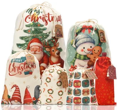 Immagine prodotto di Set di 6 sacchetti regalo di Natale riutilizzabili
