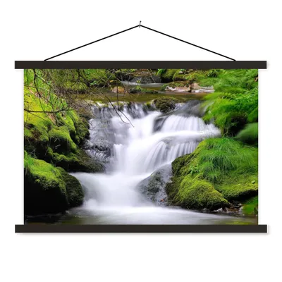 Produktbild von MuchoWow® Textilposter Wasser - Natur - Wasserfall 150x100 cm mit schwarzem Rahmen - Schlafzimmer