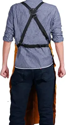 Produktbild von Flammhemmende Schweißerschürze mit 6 Taschen & verstellbaren Cross-Back-Gurten