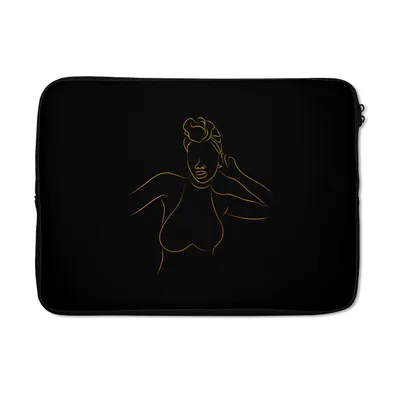 Produktbild von MuchoWow® Laptop Hülle 14 ZollFrau - Schwarz - Gold - Strichzeichnung Laptoptasche - Laptoptasche - Stoßsicher - Schutzhaube