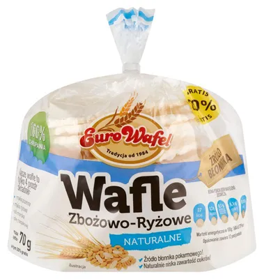 Obrázok produktu pre Eurowafel Prírodné cereálno-ryžové oplátky 70 G (12 kusov)