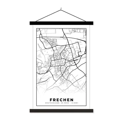Produktbild von MuchoWow® Textilposter Karte - Frechen - Stadtplan 120x180 cm mit schwarzem Rahmen - Fotos