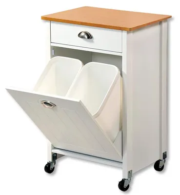 Küchenwagen mit Mülltrennsystem, weiß, 50x37x79 cm