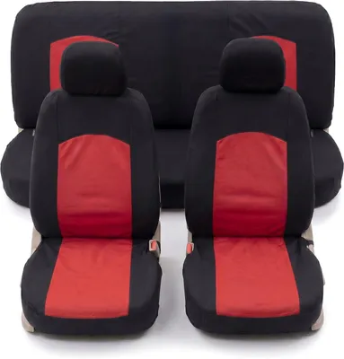 Productafbeelding van Autostoelhoezen set, universeel, rood, polyester, geschikt voor voor- en achterbank