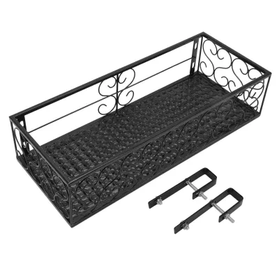 Image de Support pour jardinière de balcon – support suspendu en fer forgé pour balustrades jusqu'à 2,5 cm, rebord de fenêtre et étagère pour plantes succulentes
